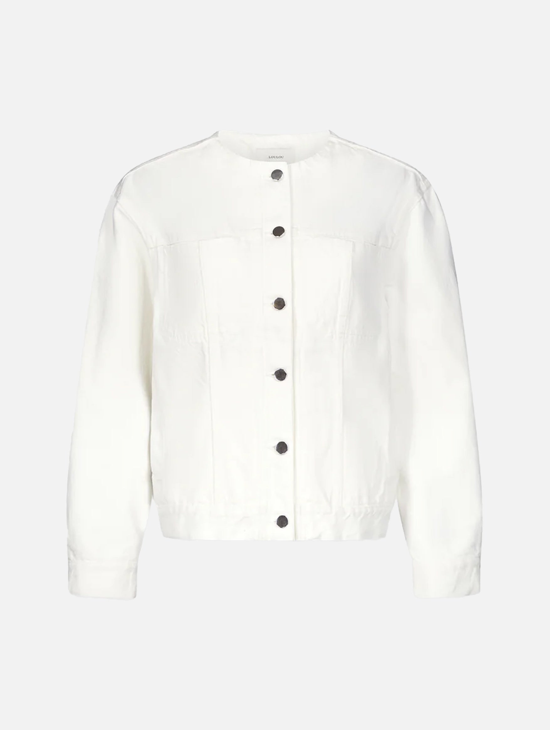 Rima Collarless Denim Jacket in Ivory