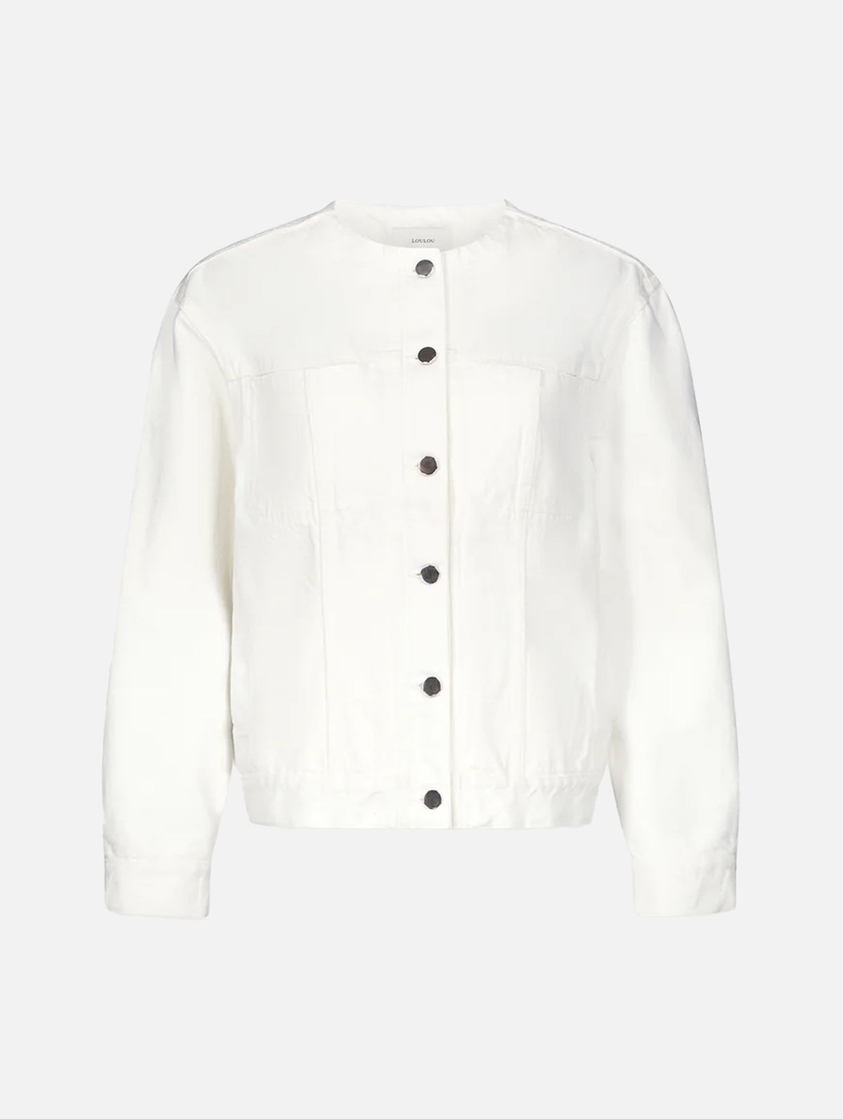 Rima Collarless Denim Jacket in Ivory