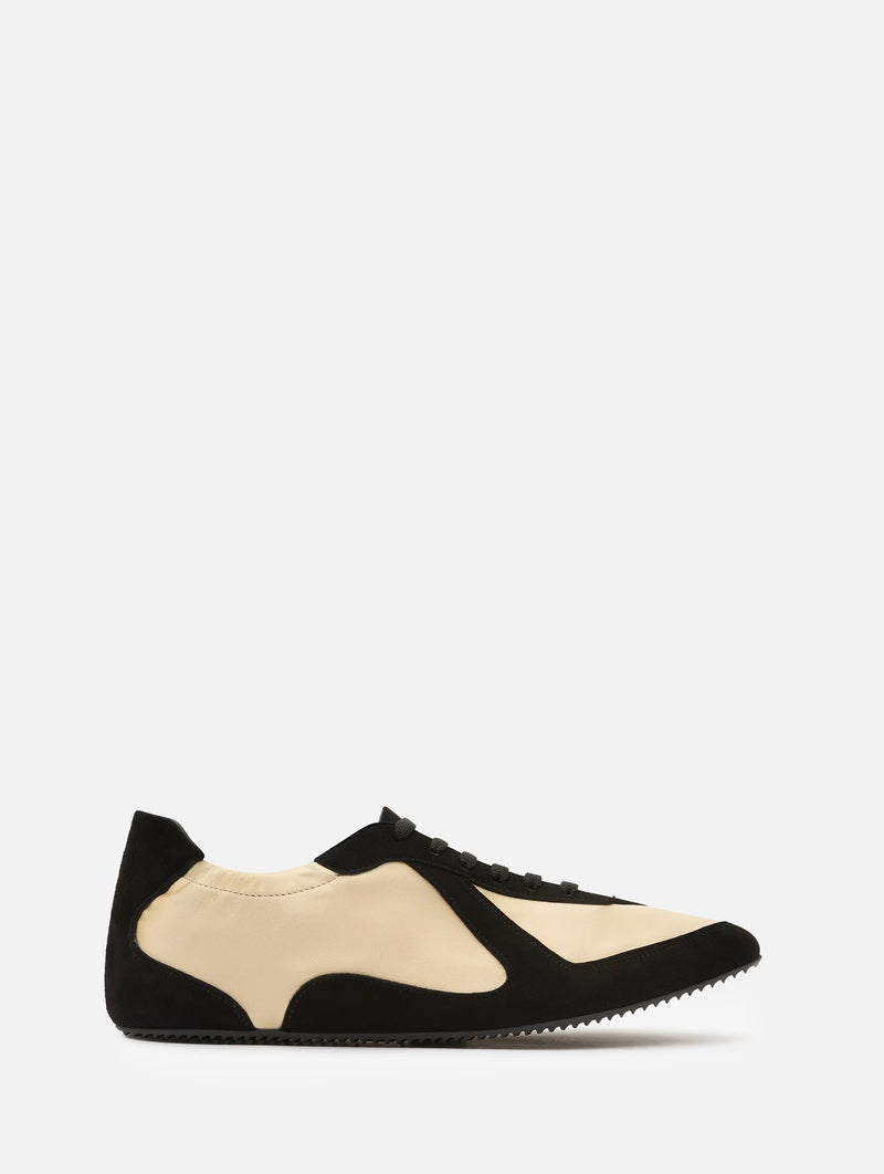 Roadie Satin Sneaker in Custard and Black