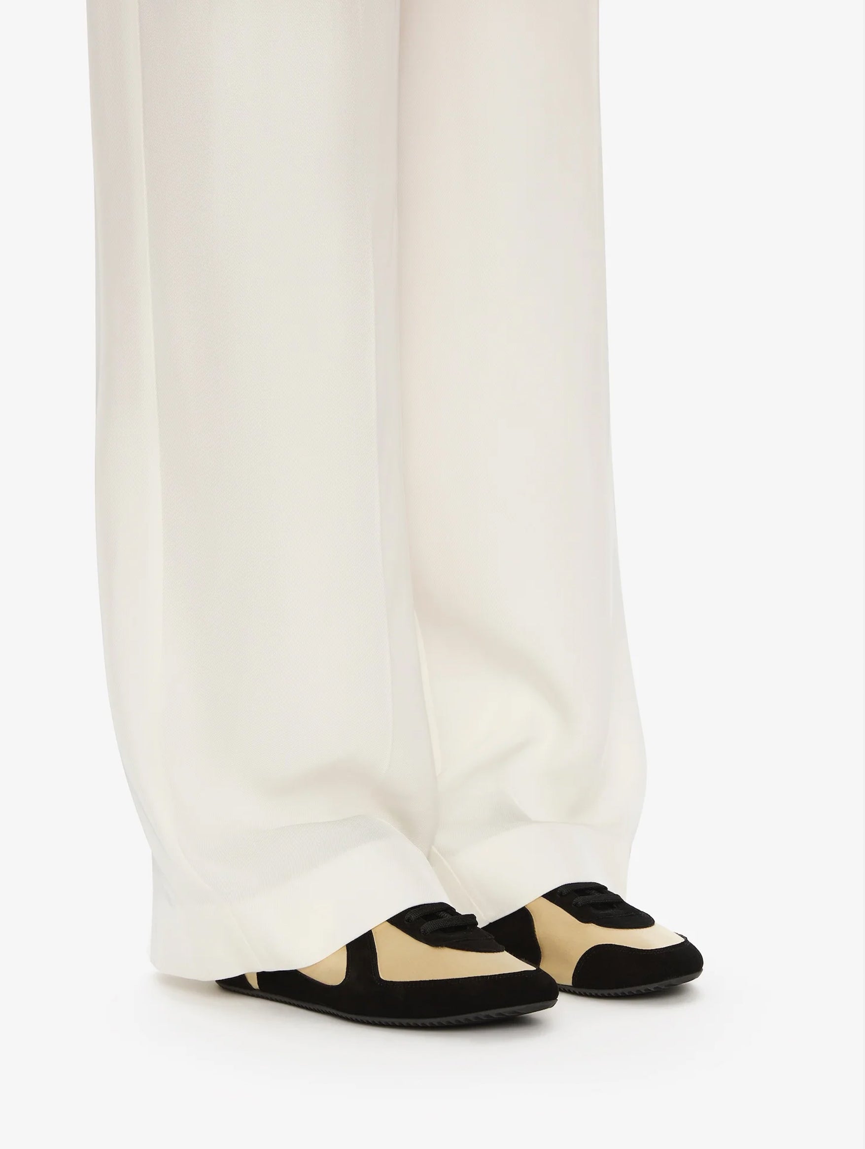 Roadie Satin Sneaker in Custard and Black
