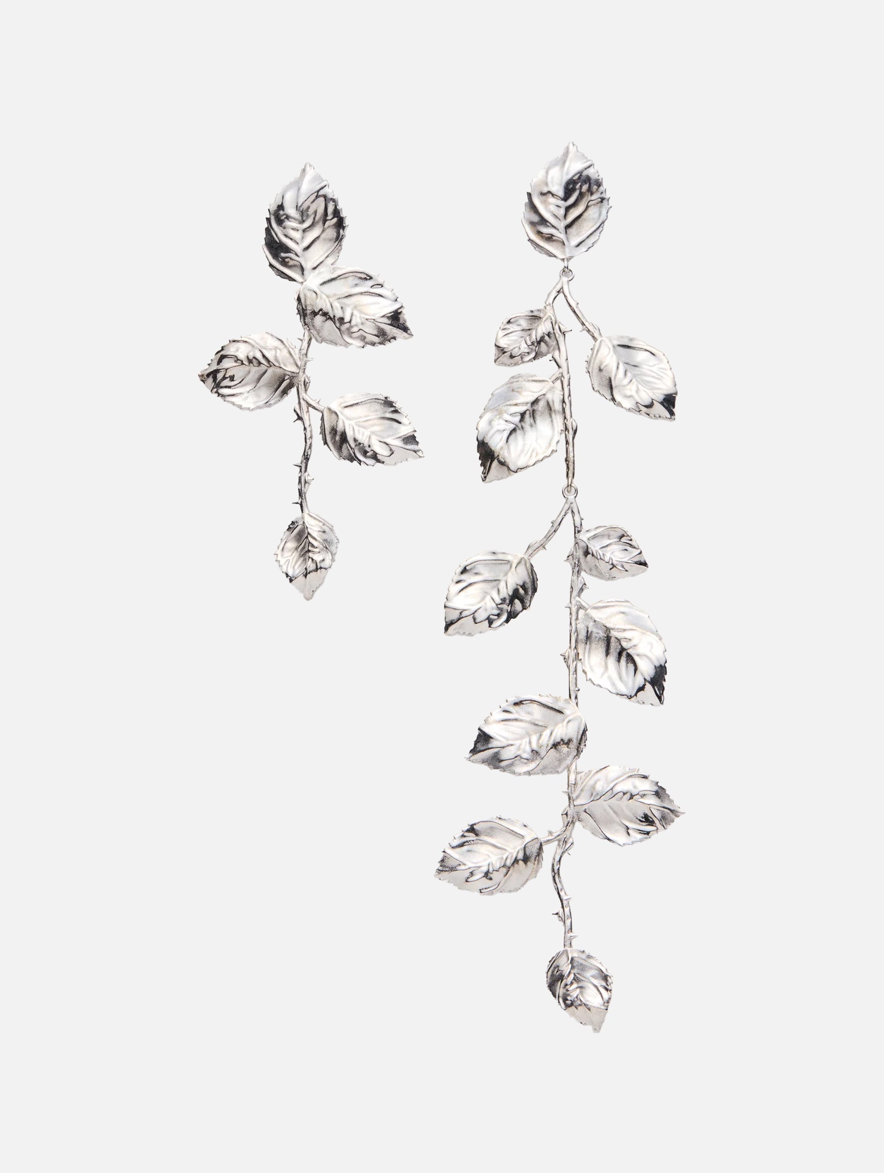 Rose Vine Earrings in Silver