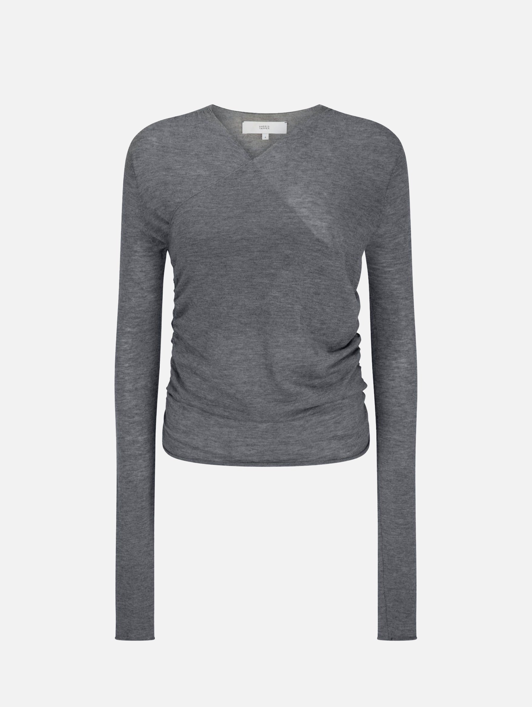 Rosie Wrap Knit Top in Cement