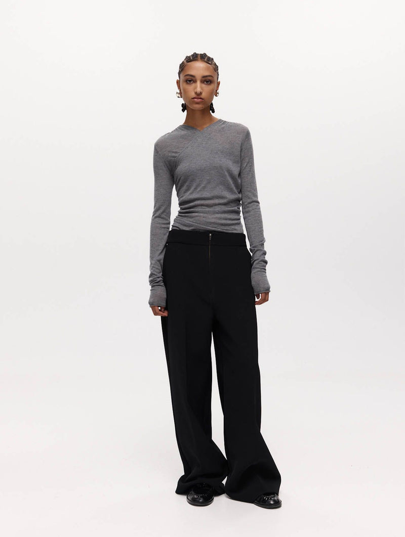 Rosie Wrap Knit Top in Cement