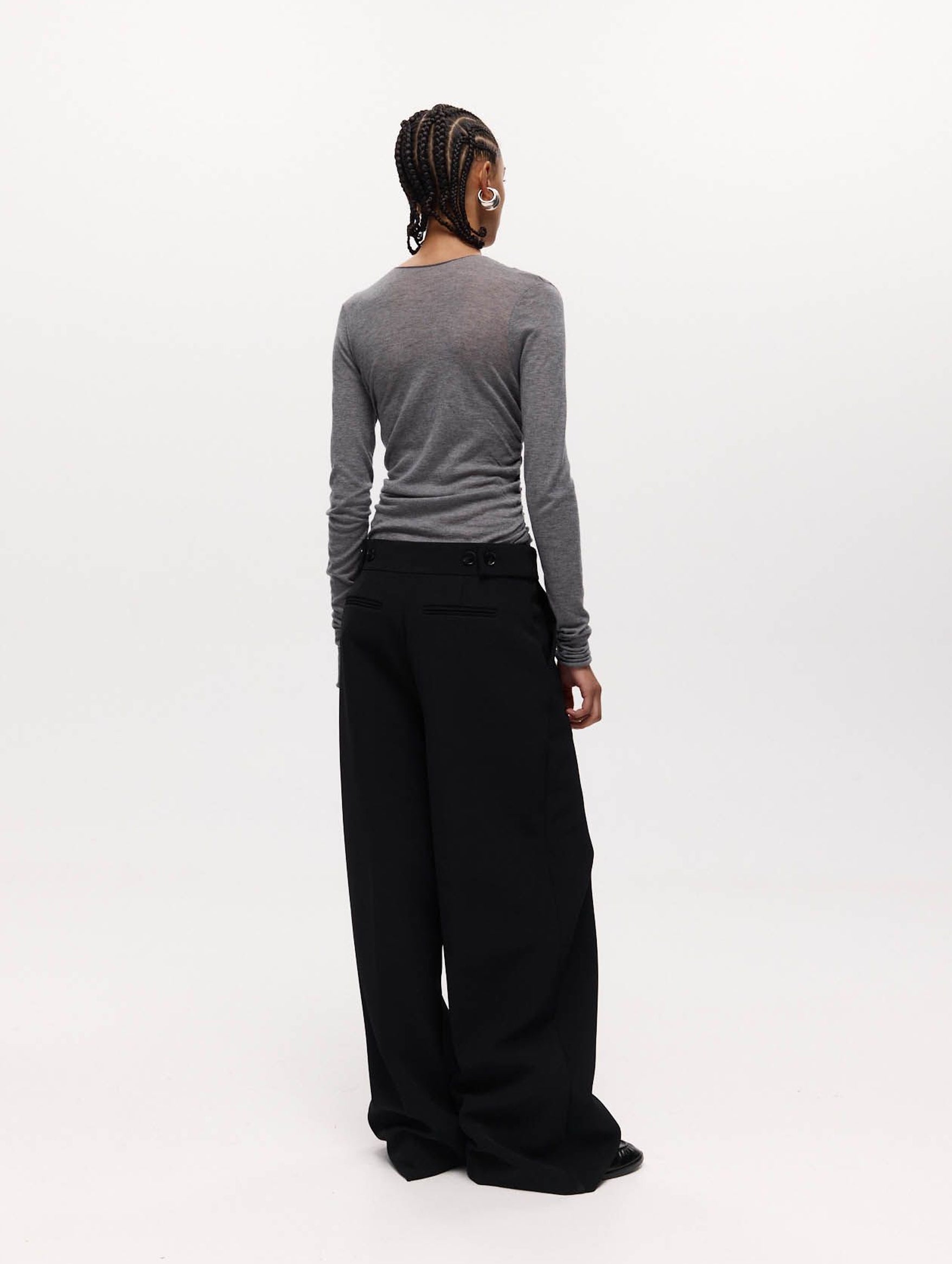 Rosie Wrap Knit Top in Cement