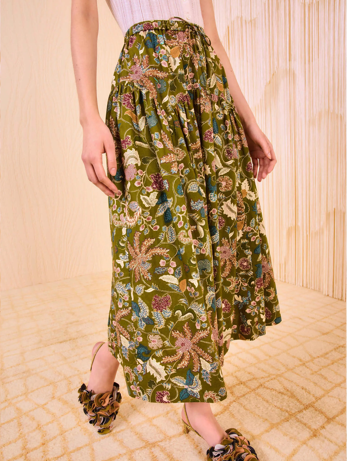 Rosen Tie Waist Skirt in Lichen