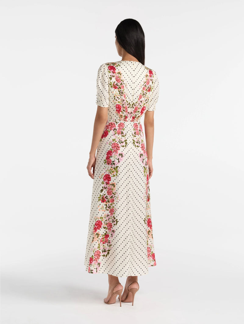 Lea Long Dress in Rouge Polka Dot