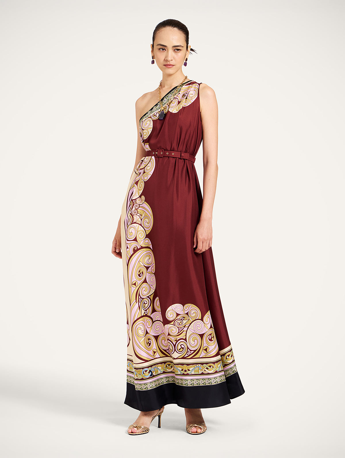 Roy Dress in Kells Swirl Placée Burgundy
