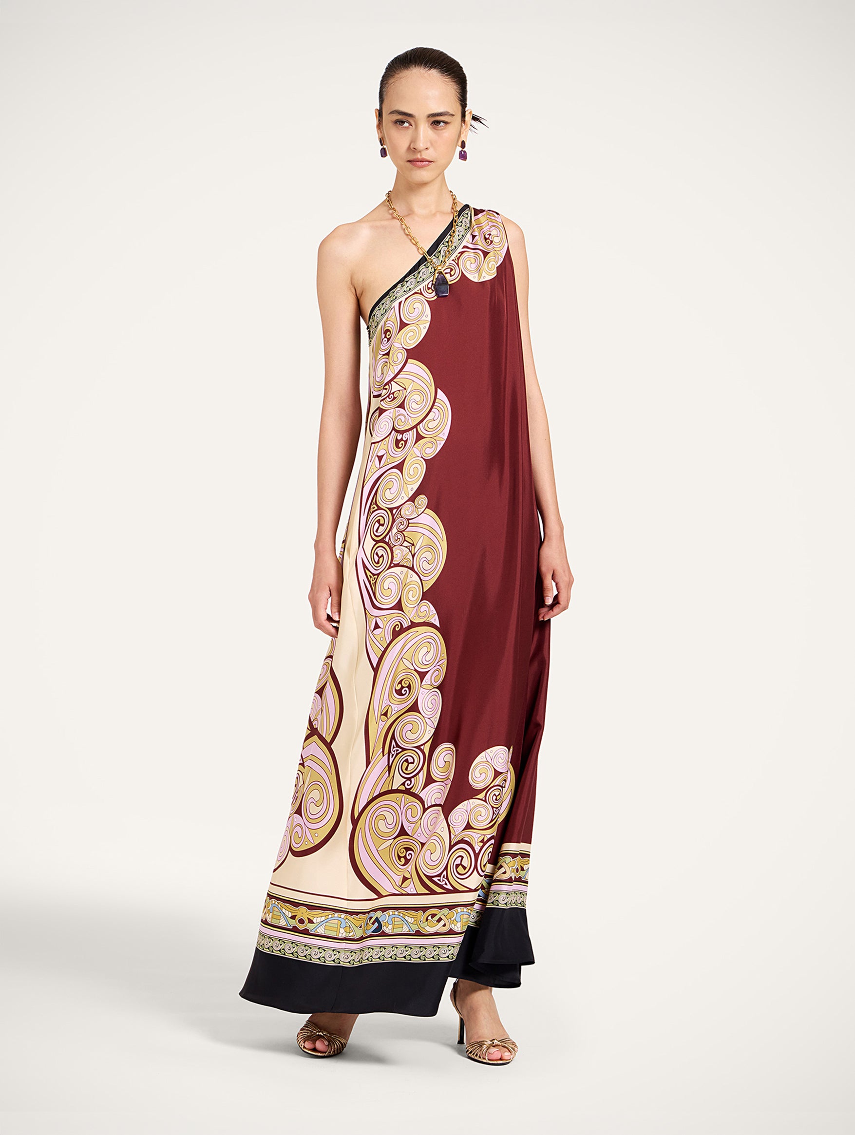 Roy Dress in Kells Swirl Placée Burgundy