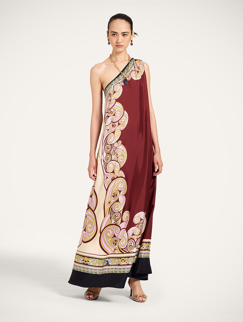 Roy Dress in Kells Swirl Placée Burgundy