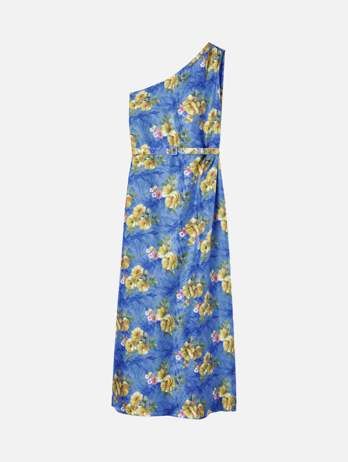 Roy Silk Dress in Riptide Blue