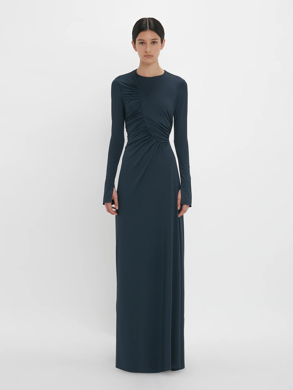 Ruched Detail Gown in Midnight