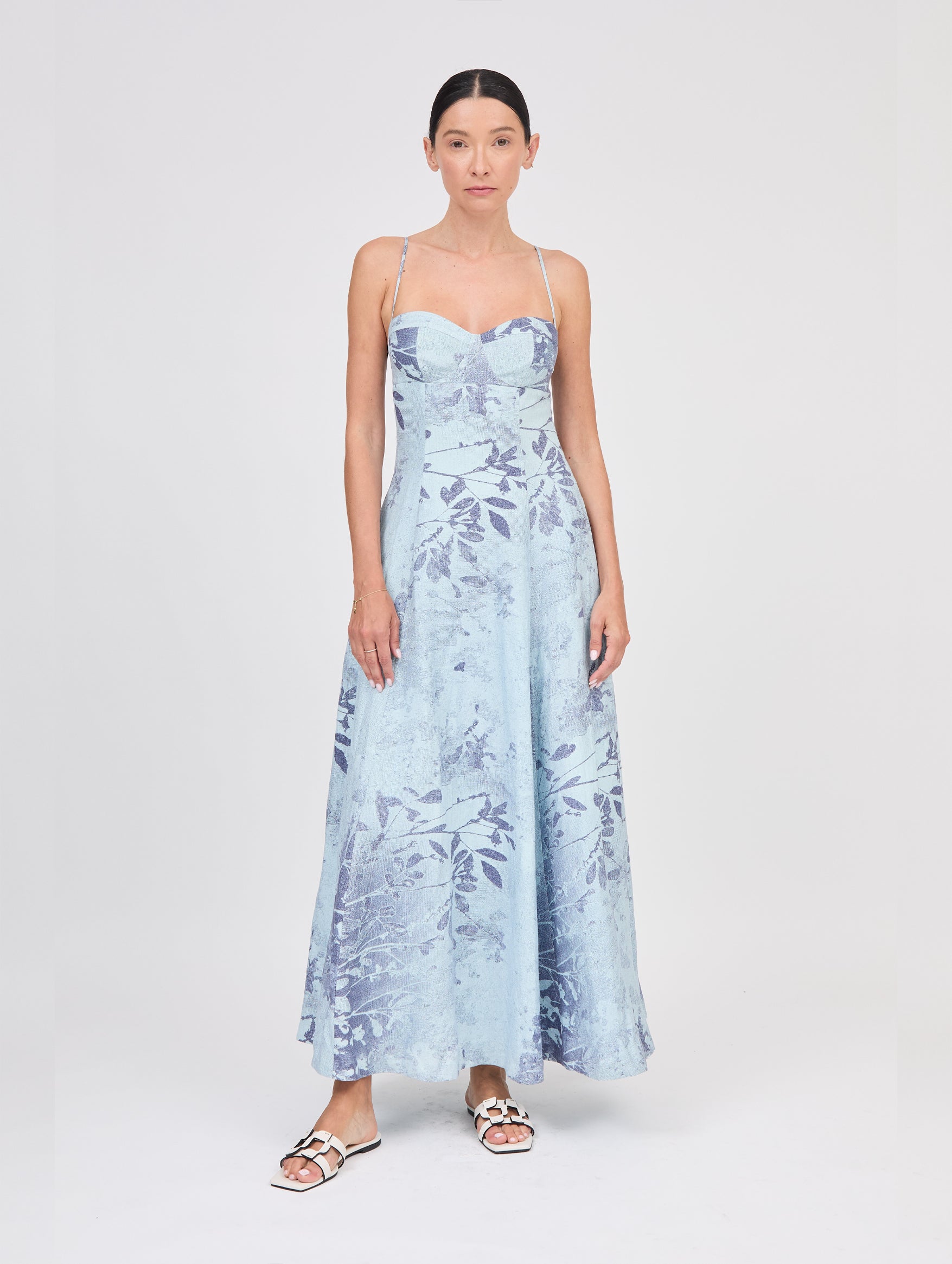 Rudie Bustier Maxi Dress in Sky Floral