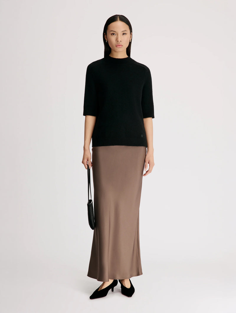 Ruth Short Saddle-Sleeve Top in Black