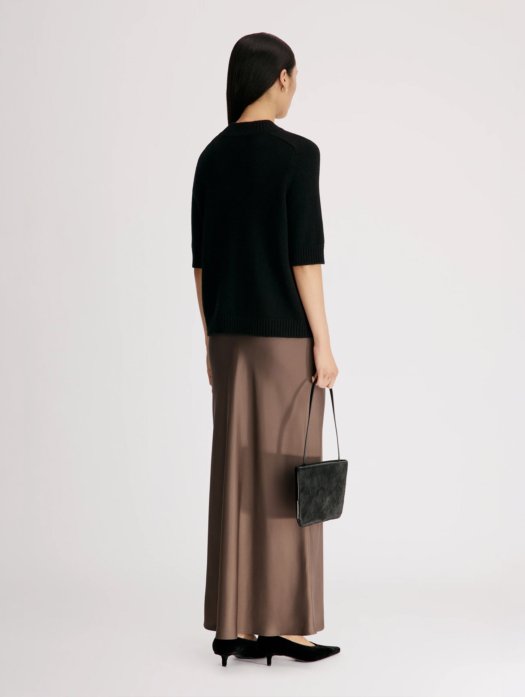 Ruth Short Saddle-Sleeve Top in Black