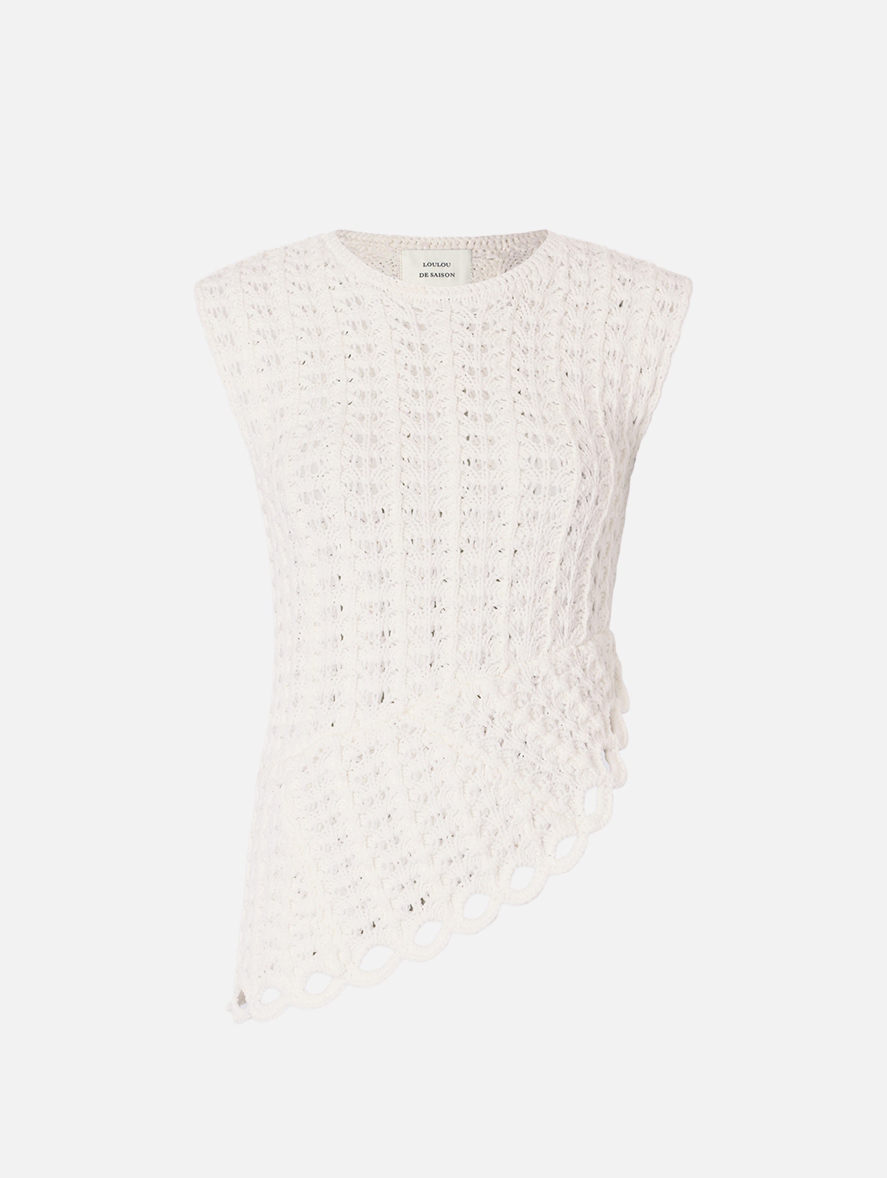 Saez Asymmetric Sleeveless Top in White