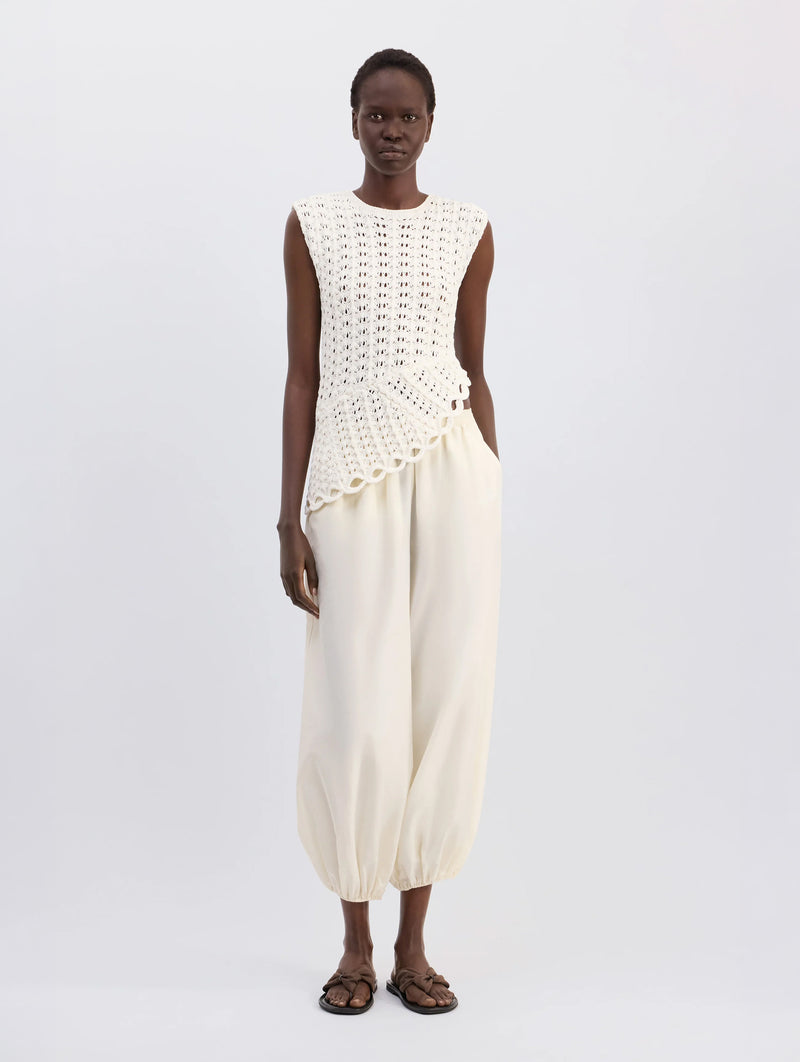 Saez Asymmetric Sleeveless Top in White