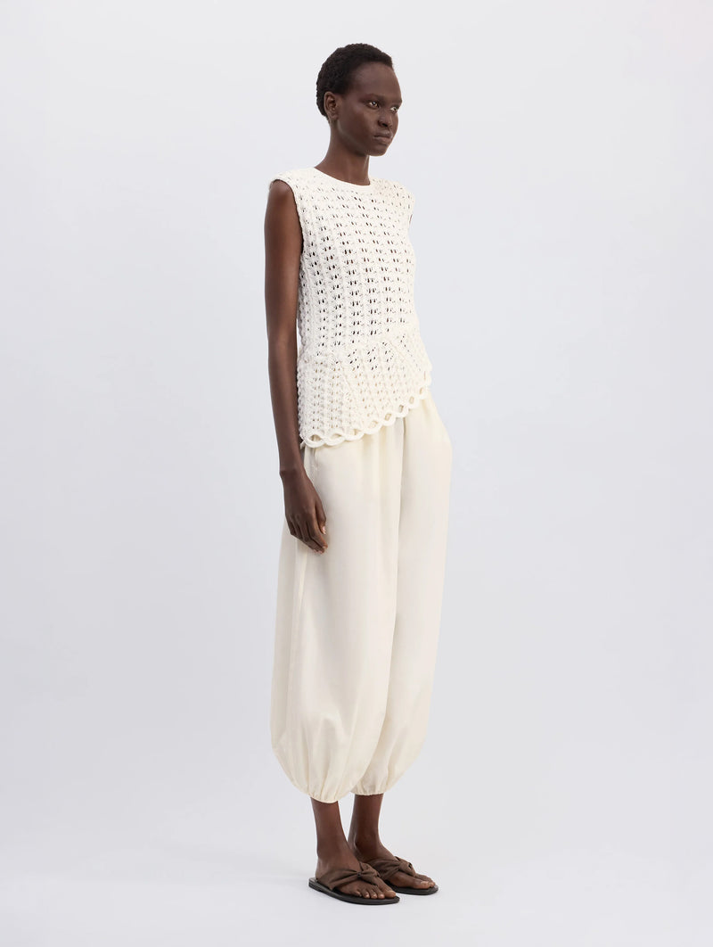Saez Asymmetric Sleeveless Top in White