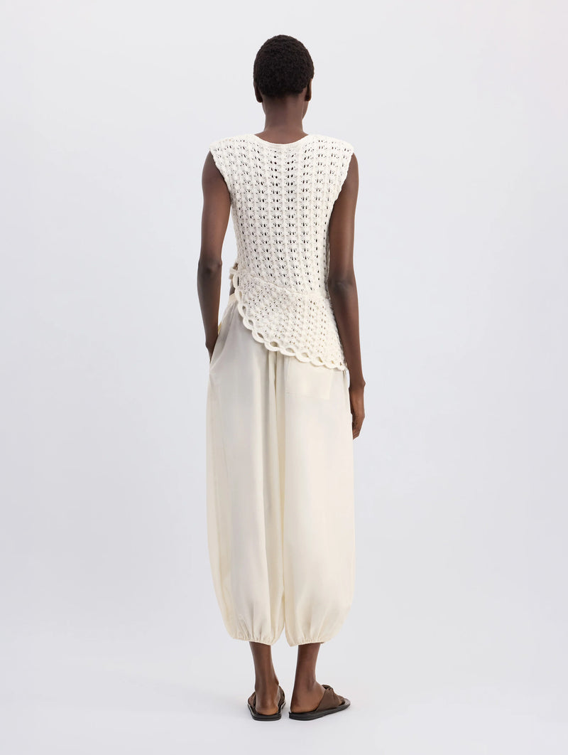 Saez Asymmetric Sleeveless Top in White
