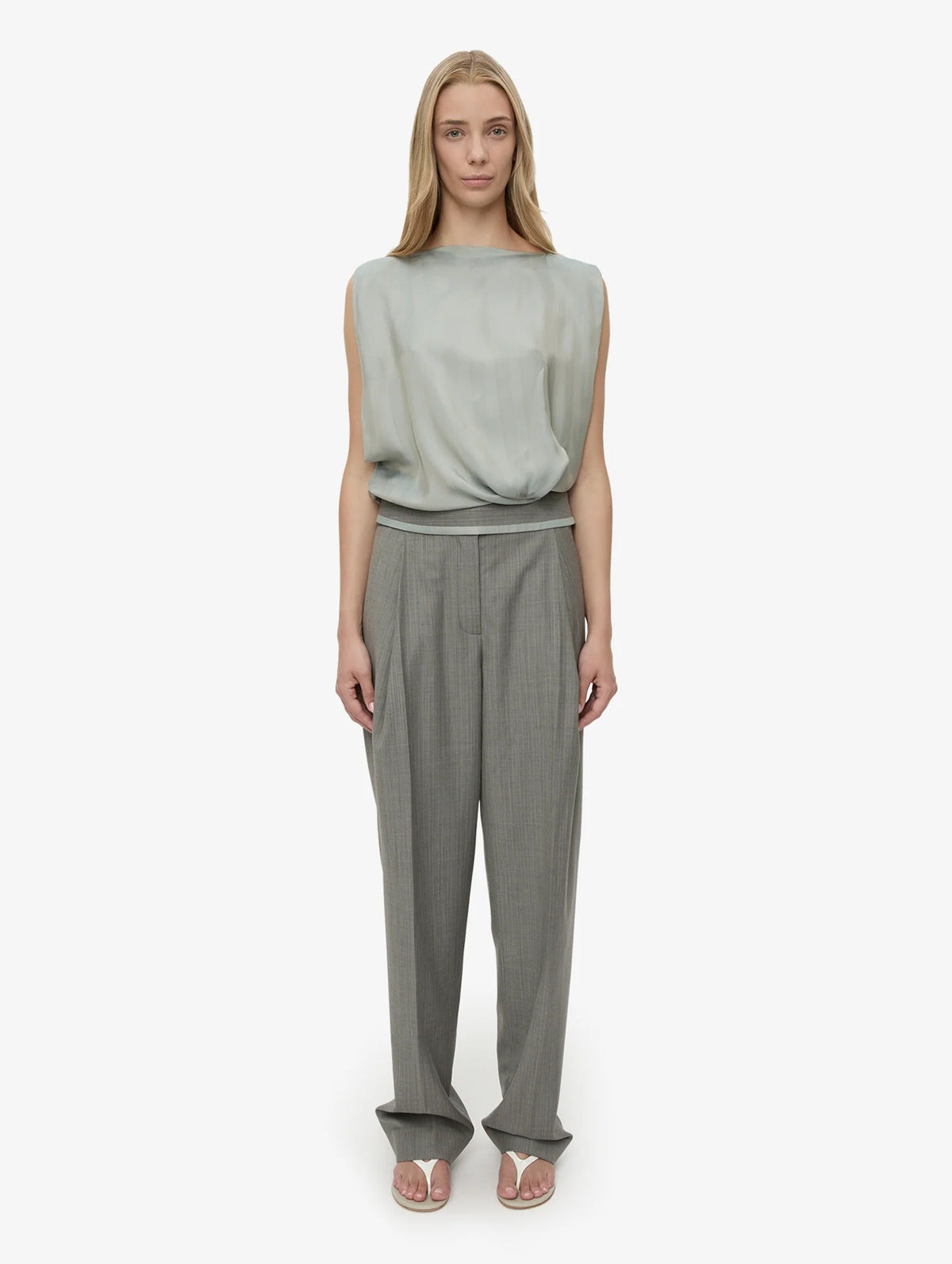 Sashed Tailored Trouser in Slate Stripe