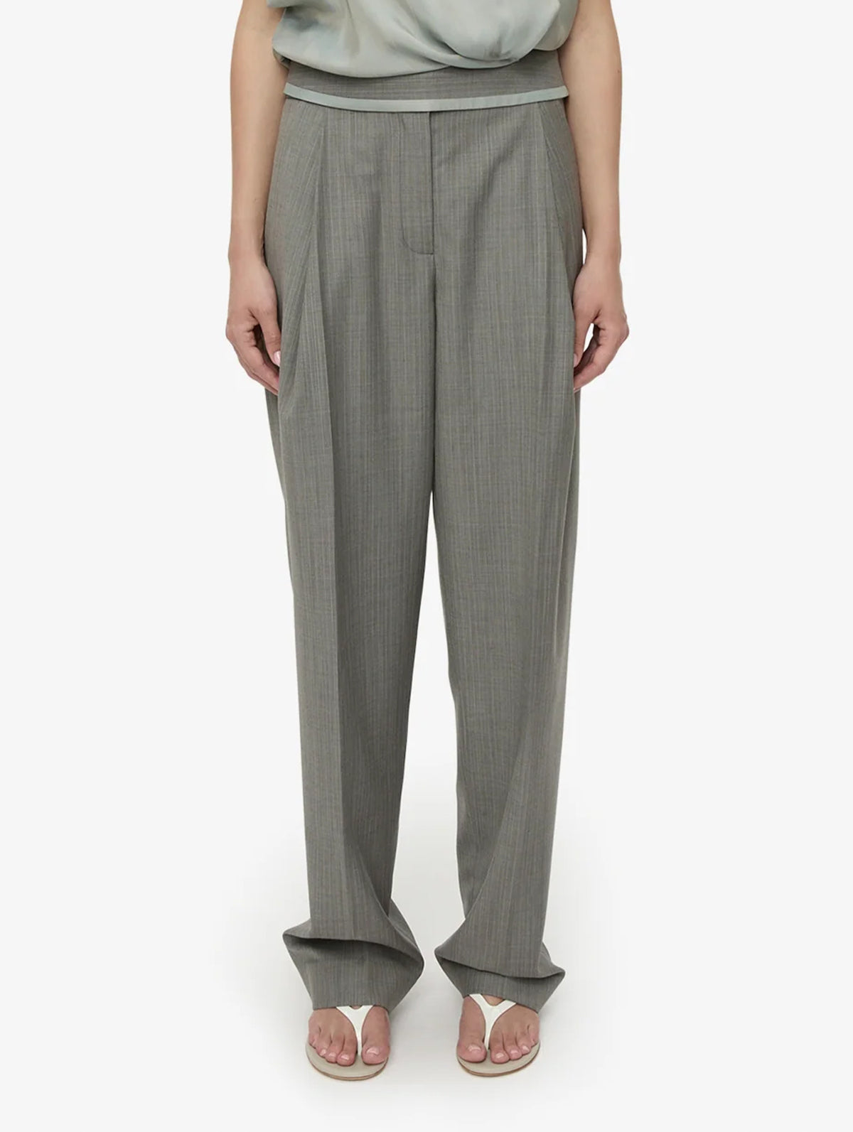 Sashed Tailored Trouser in Slate Stripe