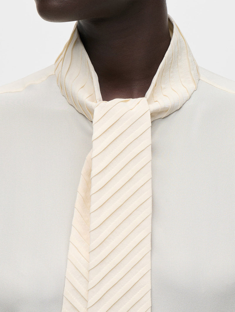 Scarf Detail Silk Blouse in Ivory