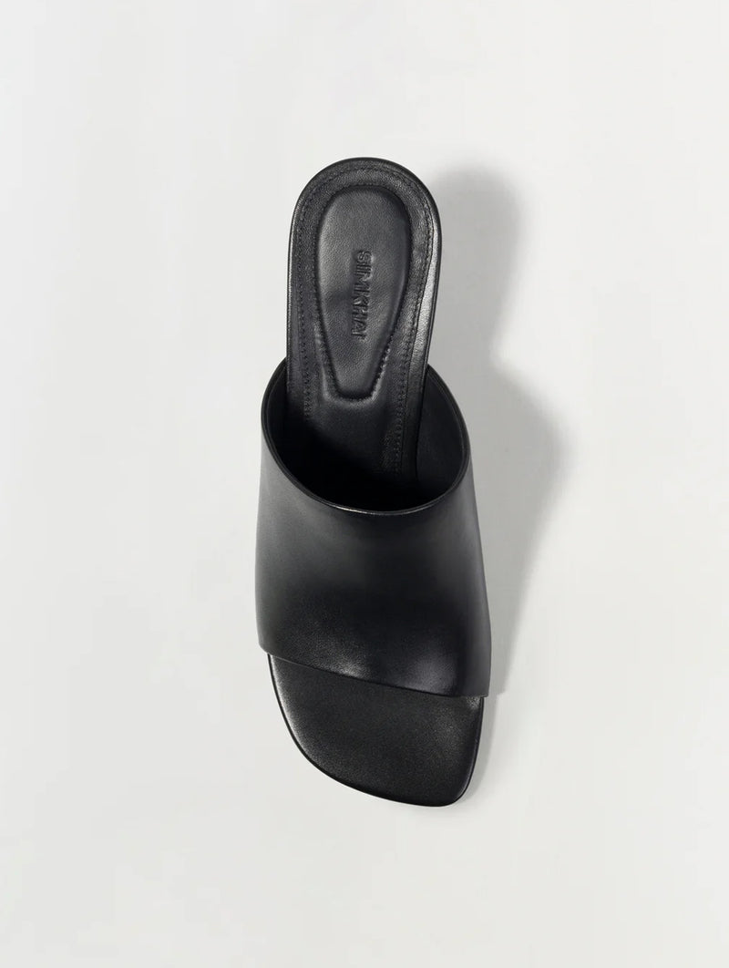 Shadow Mule Leather Sandal in Black