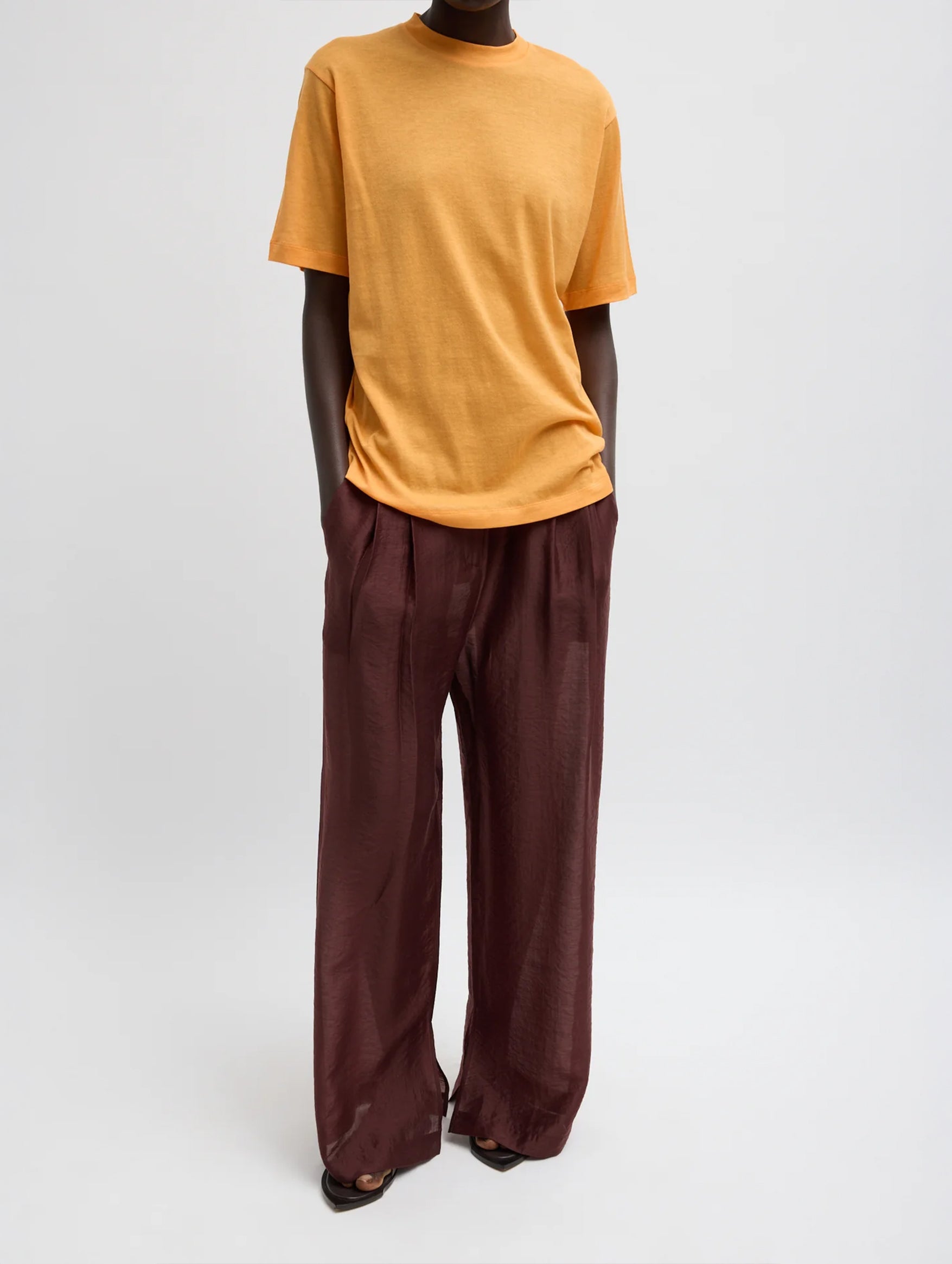 Sheer Crepe Knit Unisex T in Orange