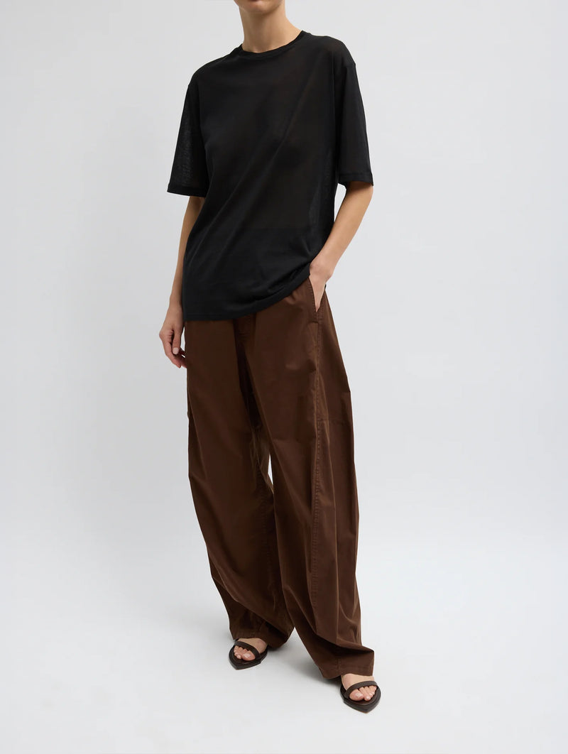 Sheer Crepe Knit Unisex T in Black