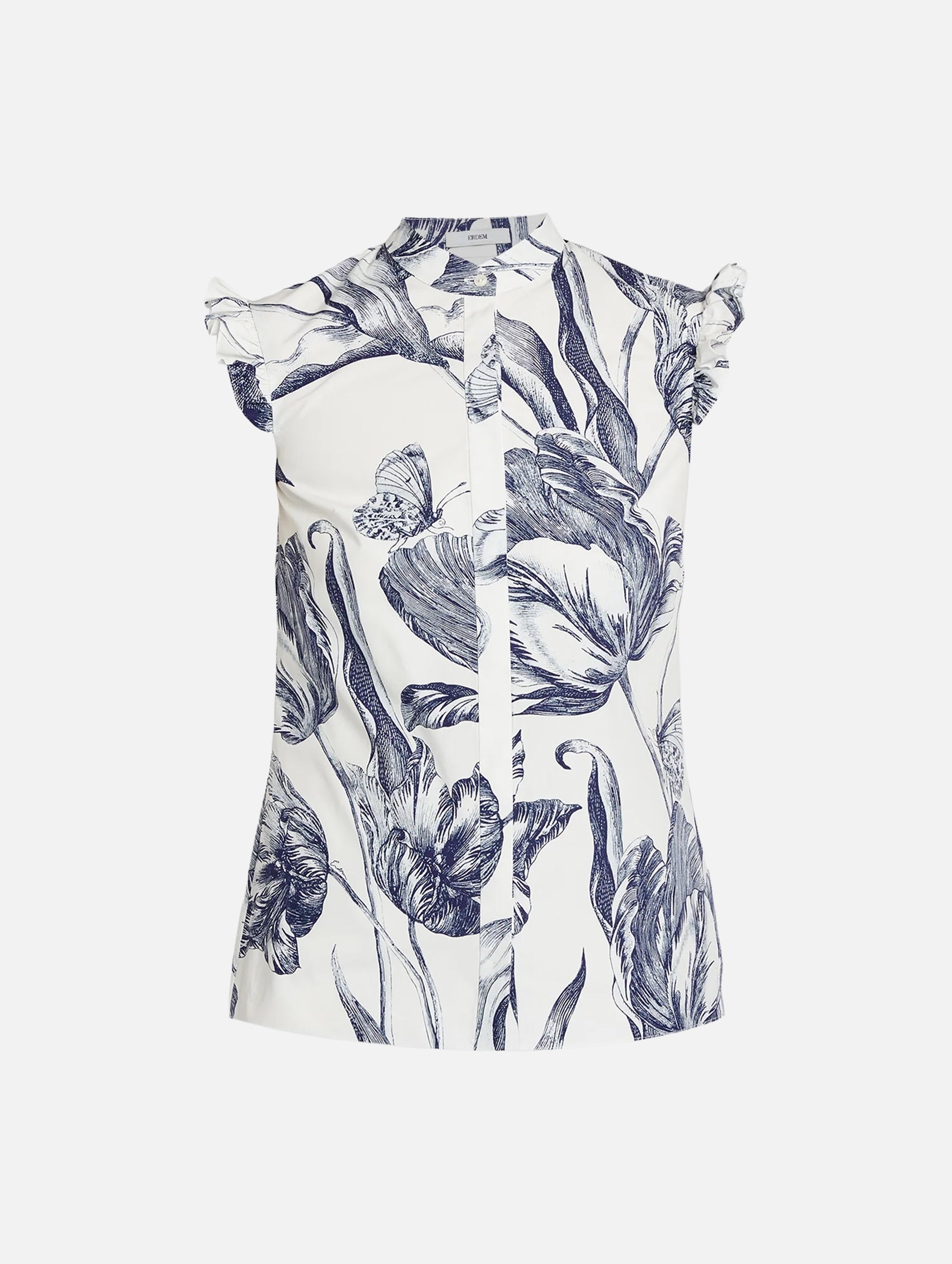 Sleeveless Top in Botanical Engraving Ivory
