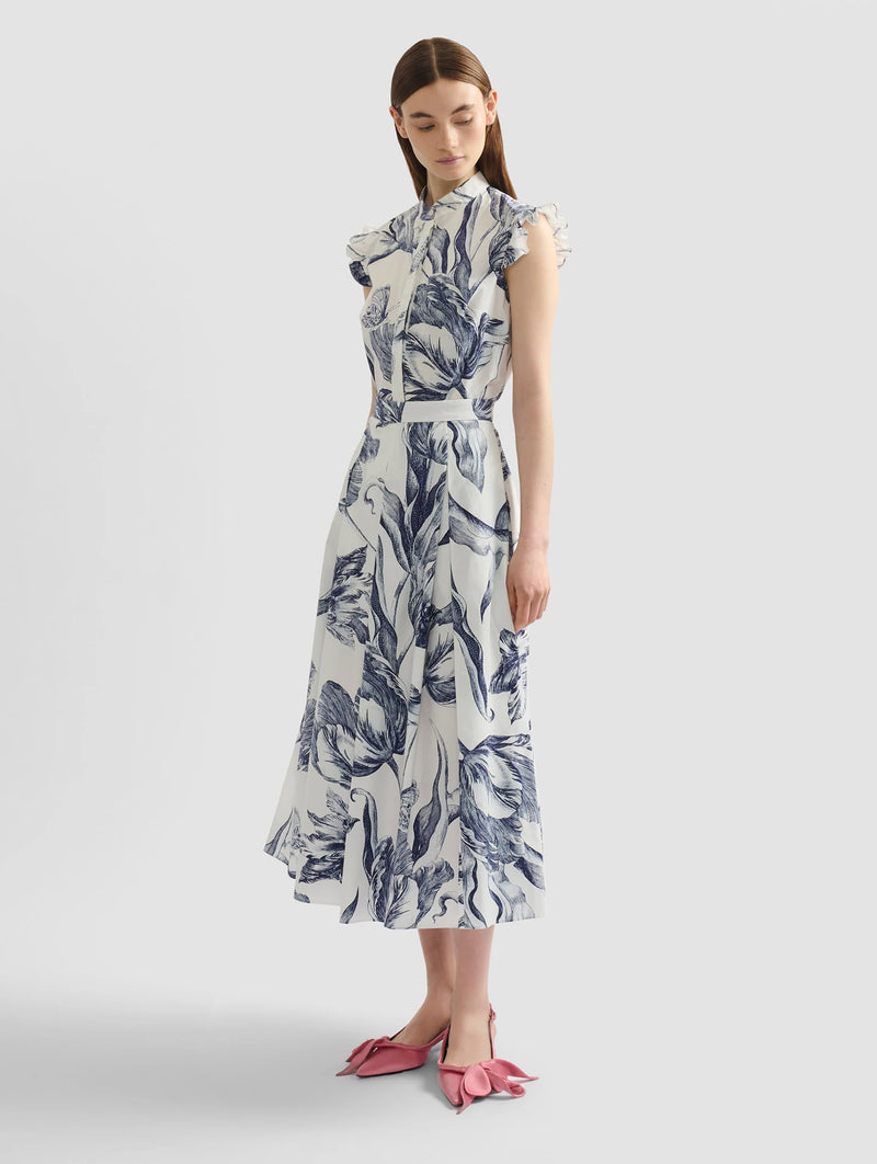 Sleeveless Top in Botanical Engraving Ivory