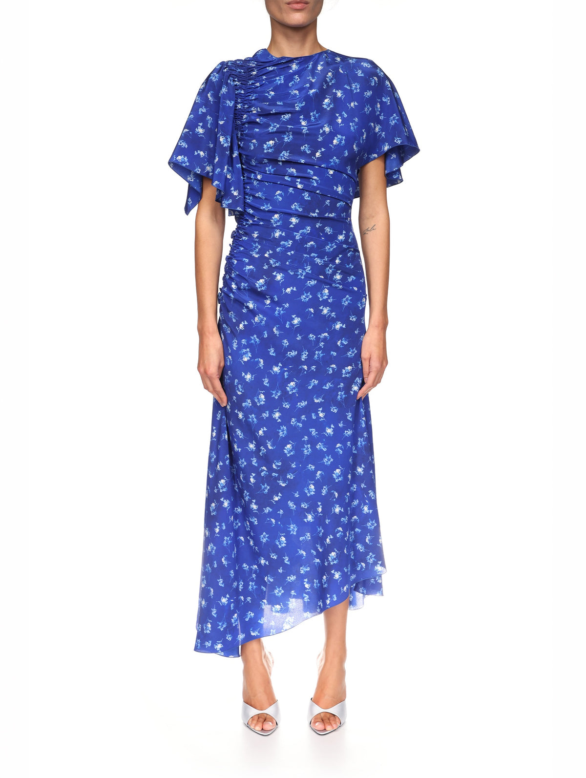Smocked Short Sleeve Dress in Indigo print