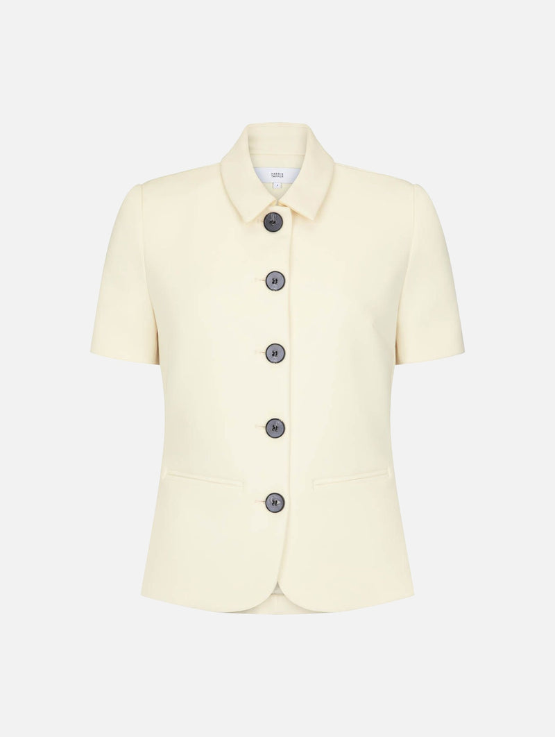 Short Sleeve Bardot Blazer in Bone