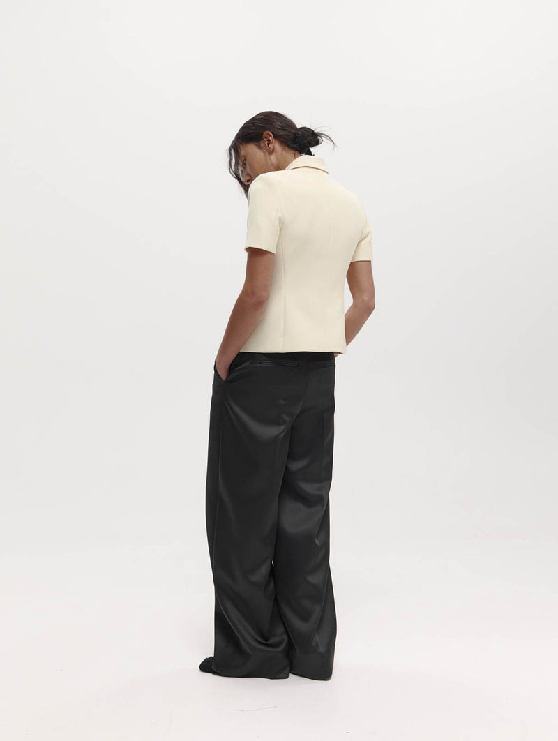 Short Sleeve Bardot Blazer in Bone