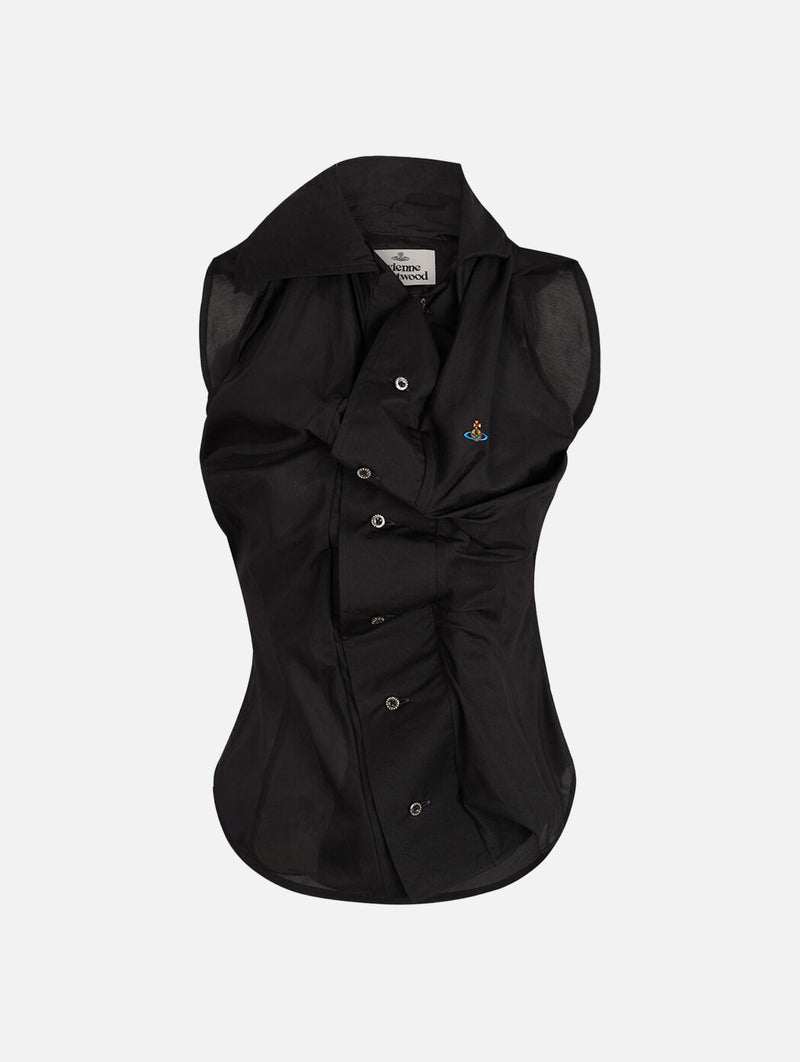 Short Sleeve Drunken Shirt in Black