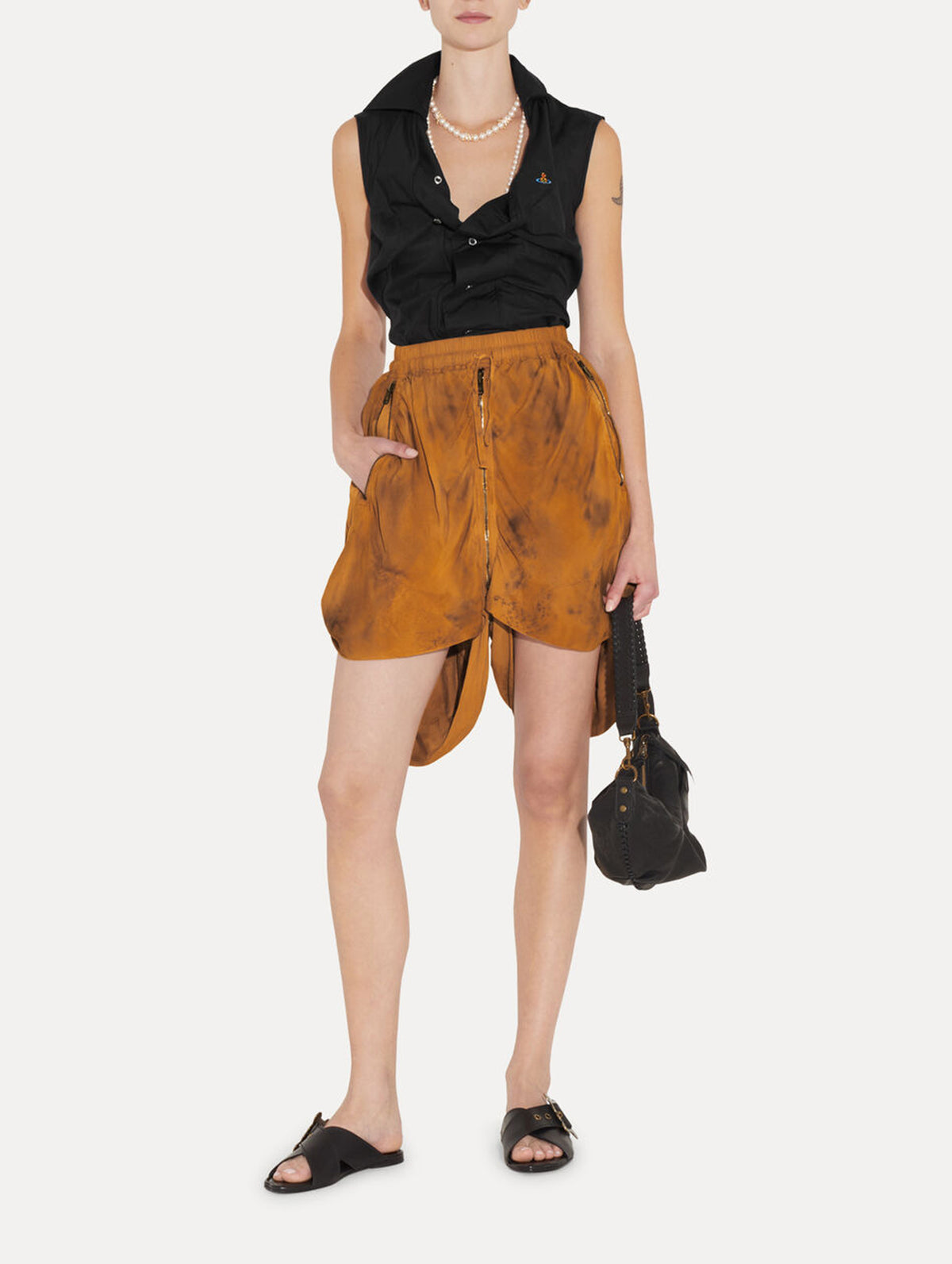 Short Sleeve Drunken Shirt in Black