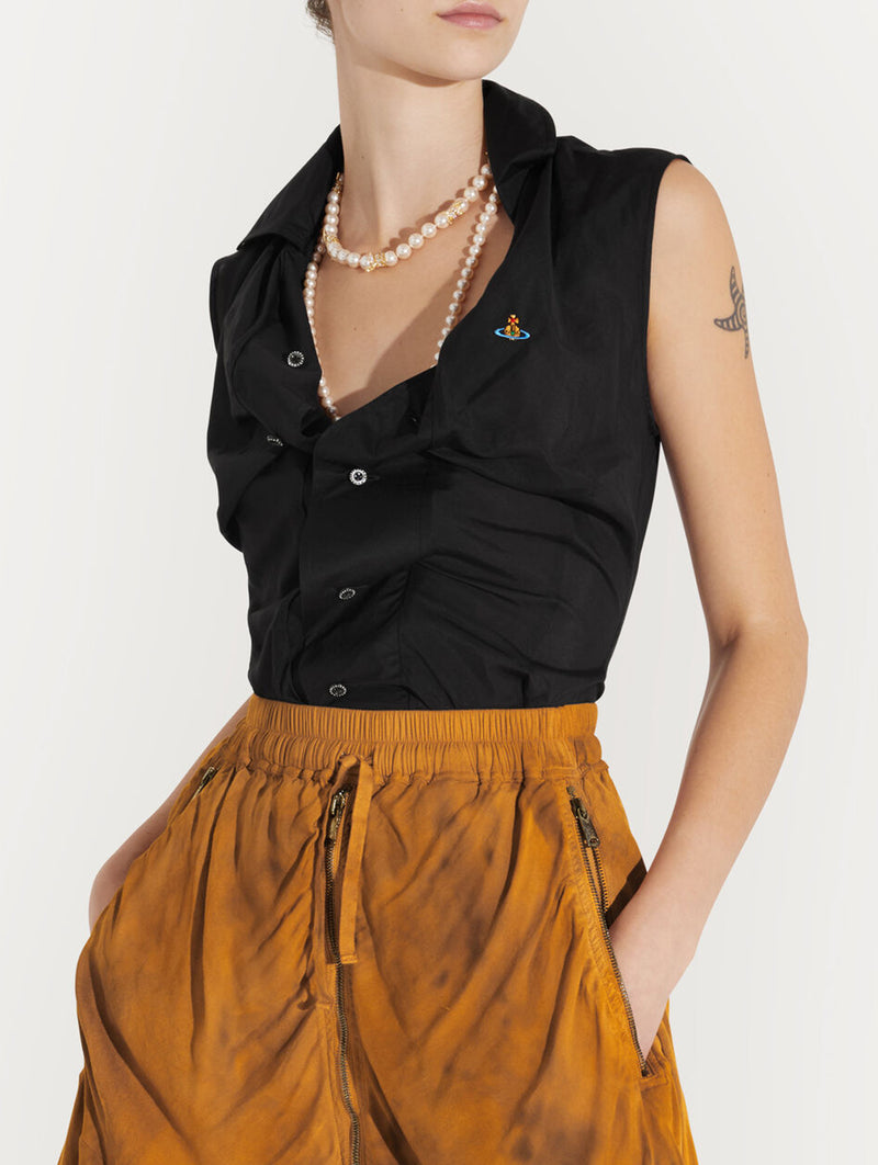 Short Sleeve Drunken Shirt in Black