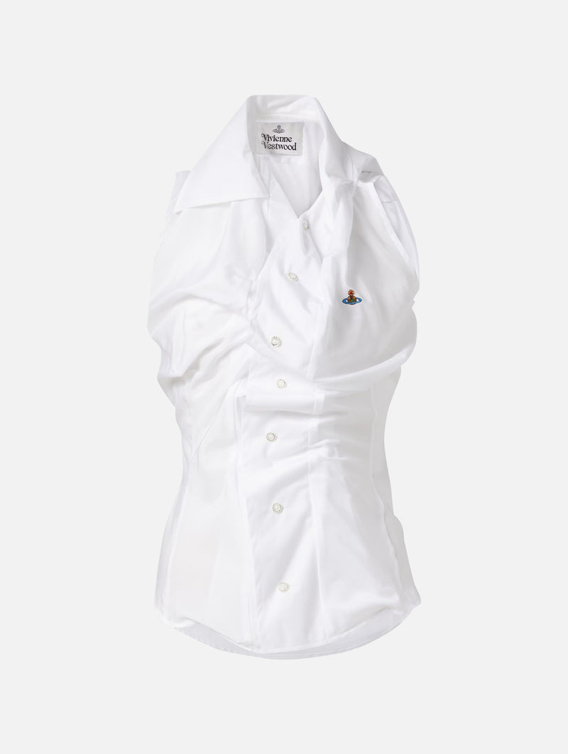 Short Sleeve Drunken Shirt In White