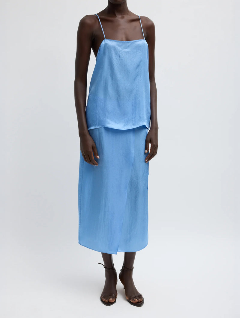 Summer Slip Wrap Skirt in Baby Blue