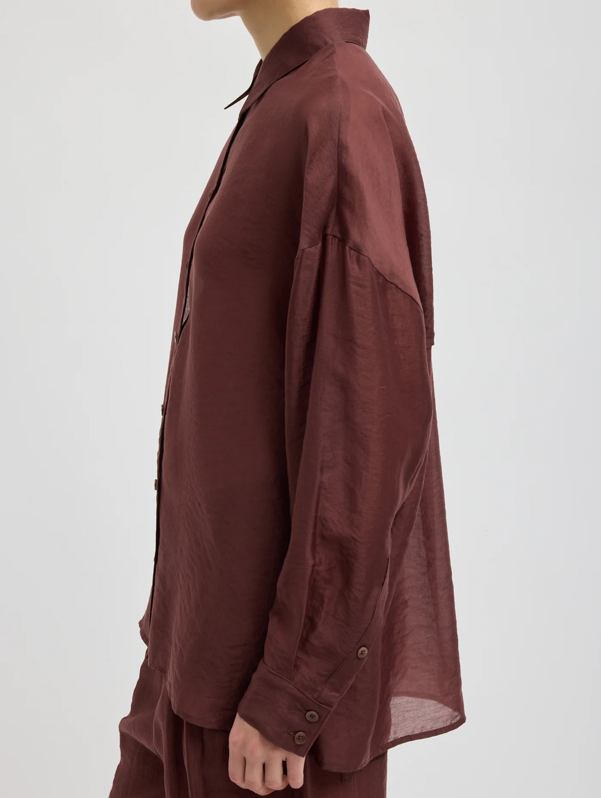 Summer Voile Oversized Shirt in Russet Brown