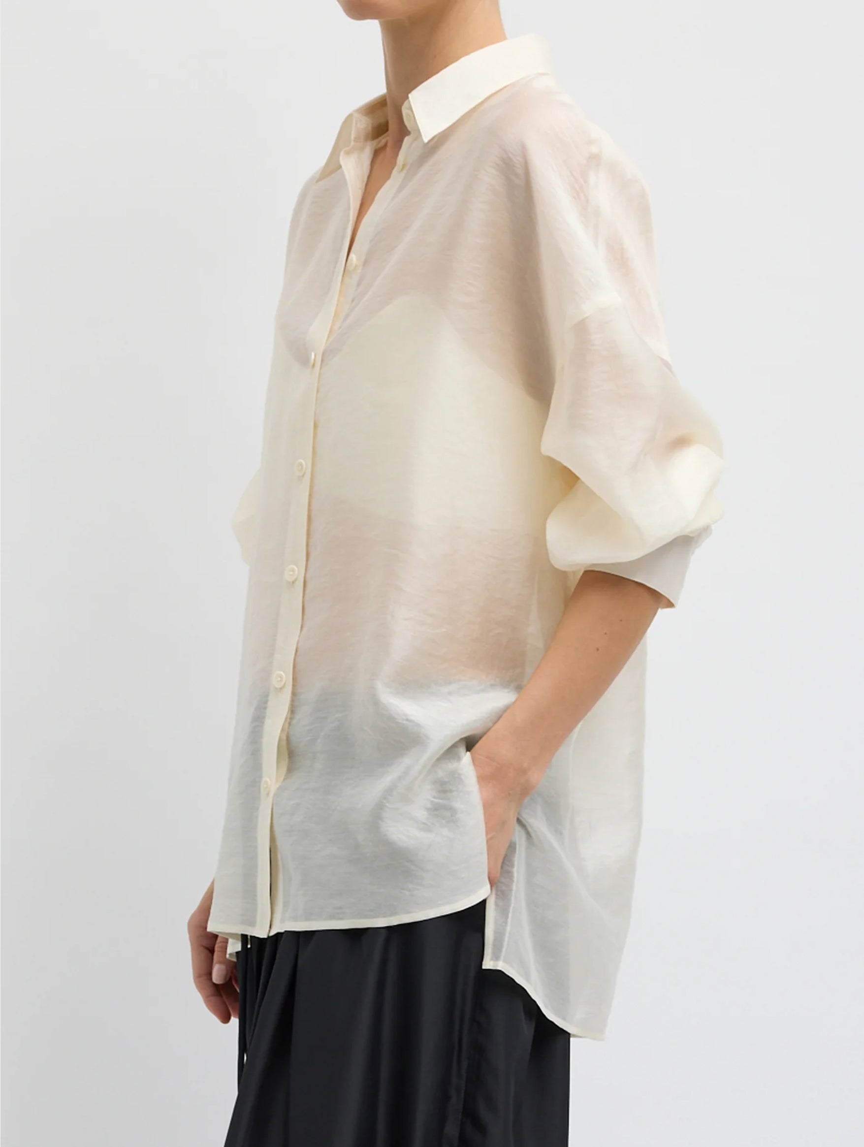 Summer Voile Oversized Shirt in Ivory