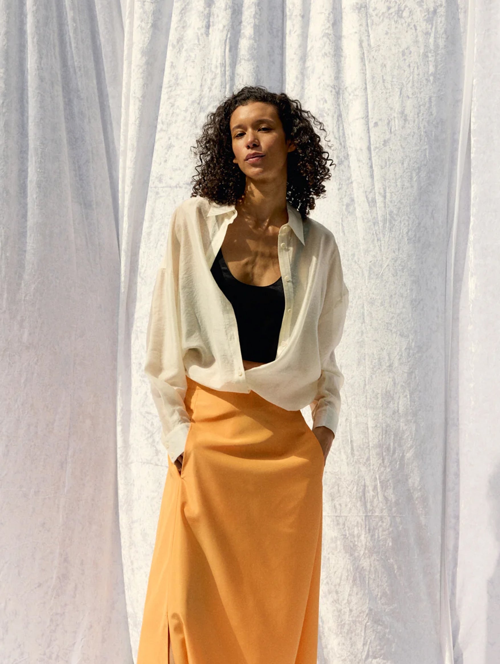 Summer Voile Oversized Shirt in Ivory