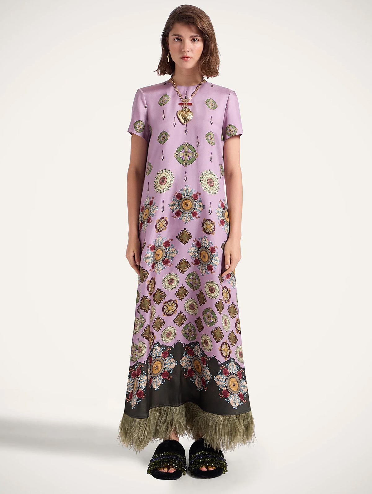 Feather Swing Dress in Dusty Pink Nucleus Placée