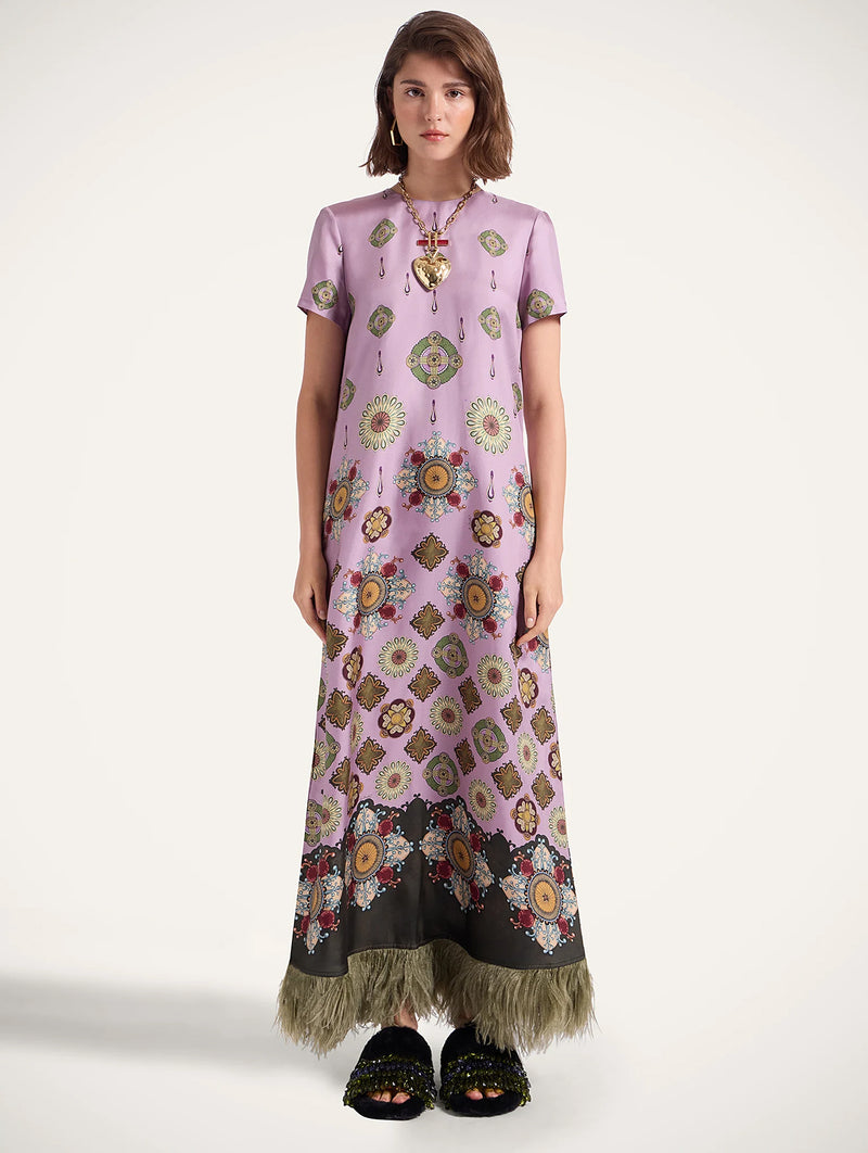 Feather Swing Dress in Dusty Pink Nucleus Placée