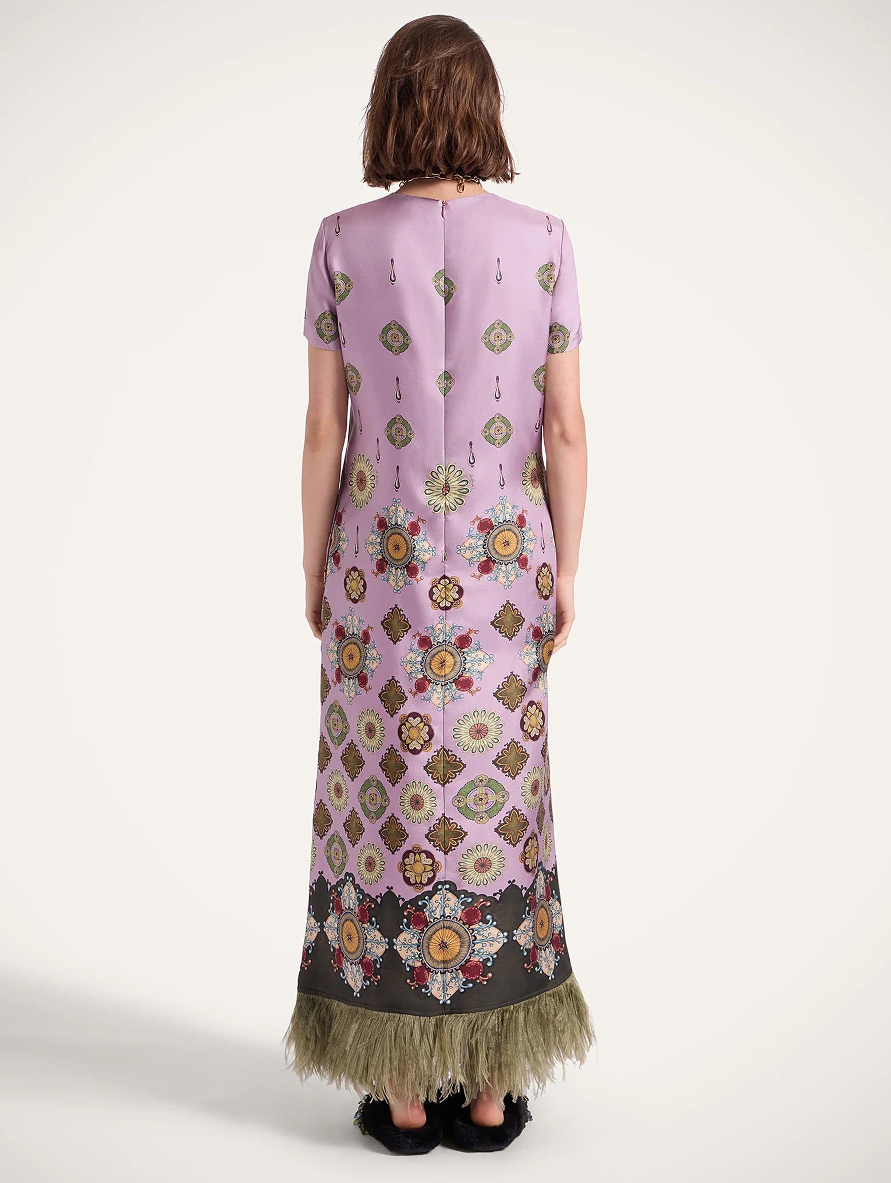 Feather Swing Dress in Dusty Pink Nucleus Placée
