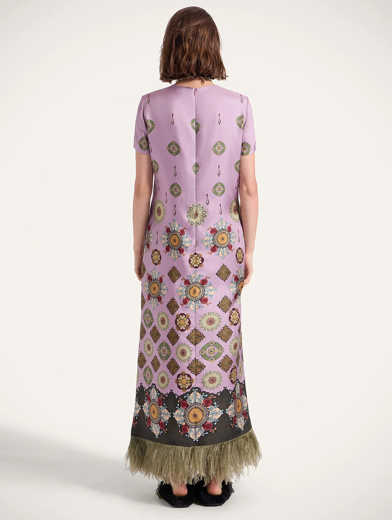 Feather Swing Dress in Dusty Pink Nucleus Placée
