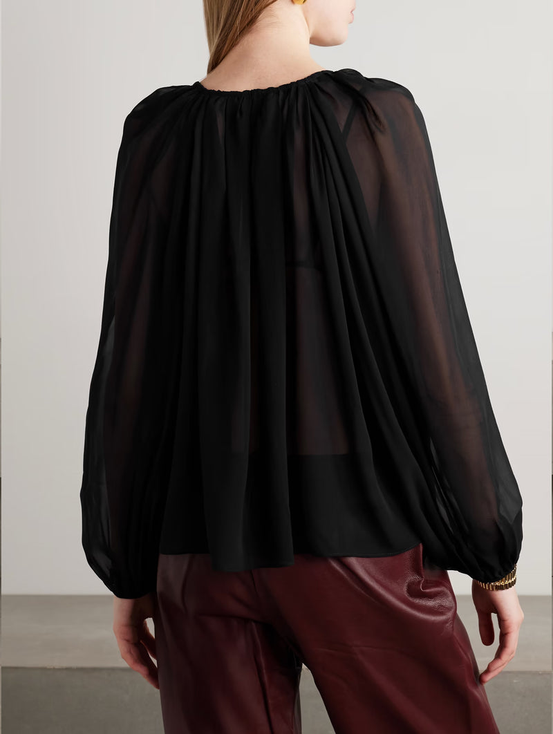 Safa Silk Blouse in Noir