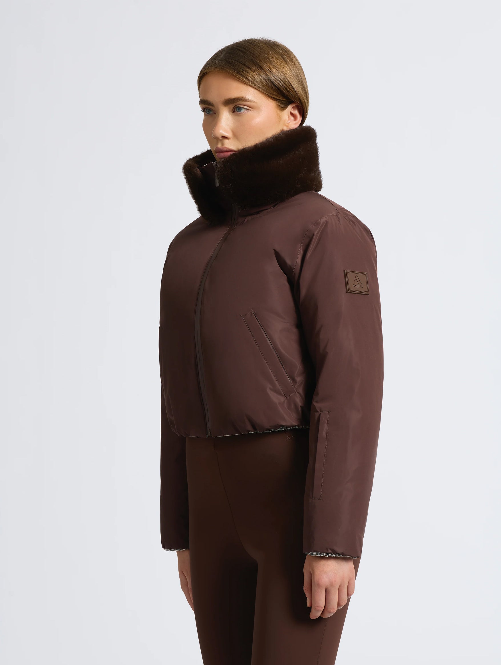 Sahara Reversible Jacket in Houndstooth and Brown