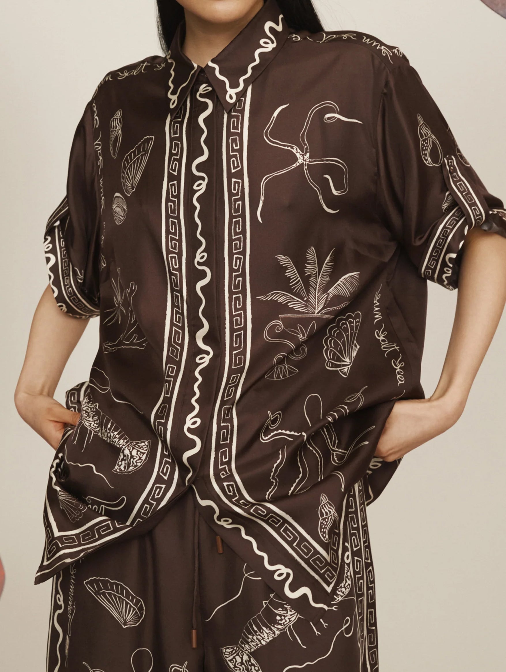 Sammy Silk Shirt in Brown