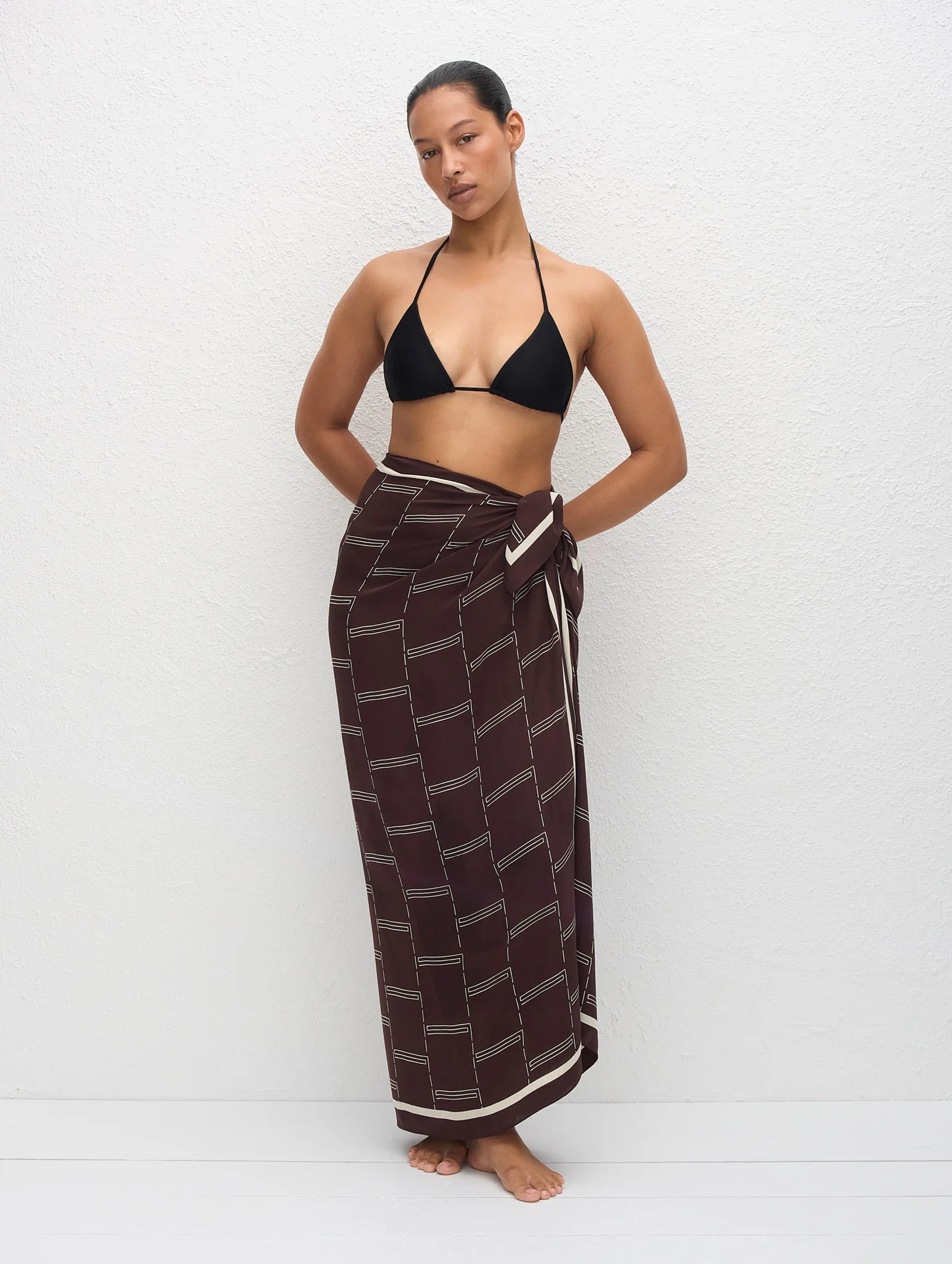 Silk Sarong in Bamboo Aubergine