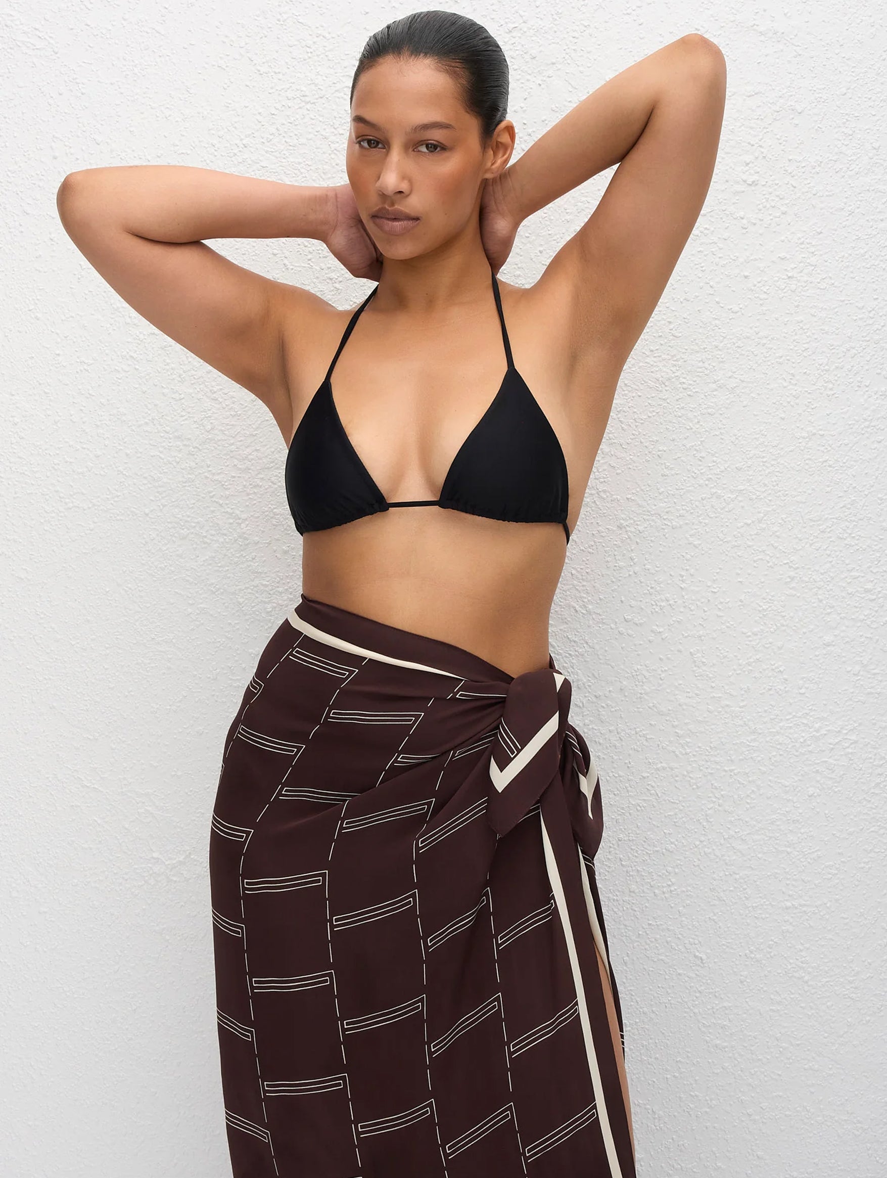Silk Sarong in Bamboo Aubergine